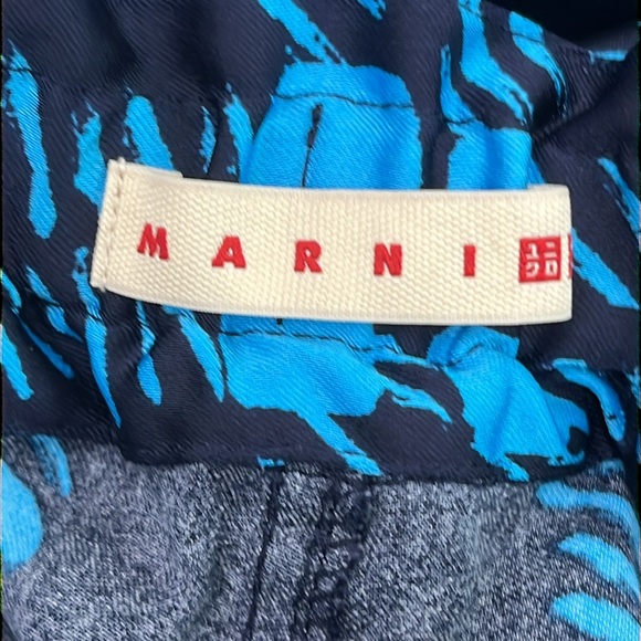 Marni X Uniqlo Drape Relaxed Wide Straight Pants Black Blue S - Picture 10 of 12